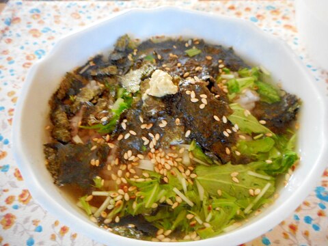 水菜の海苔ワサビ茶漬け